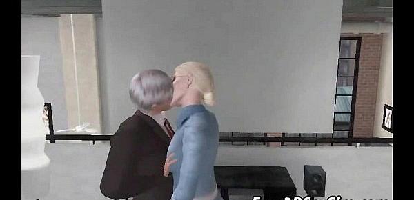  Foxy 3D cartoon blonde getting fucked by an old man